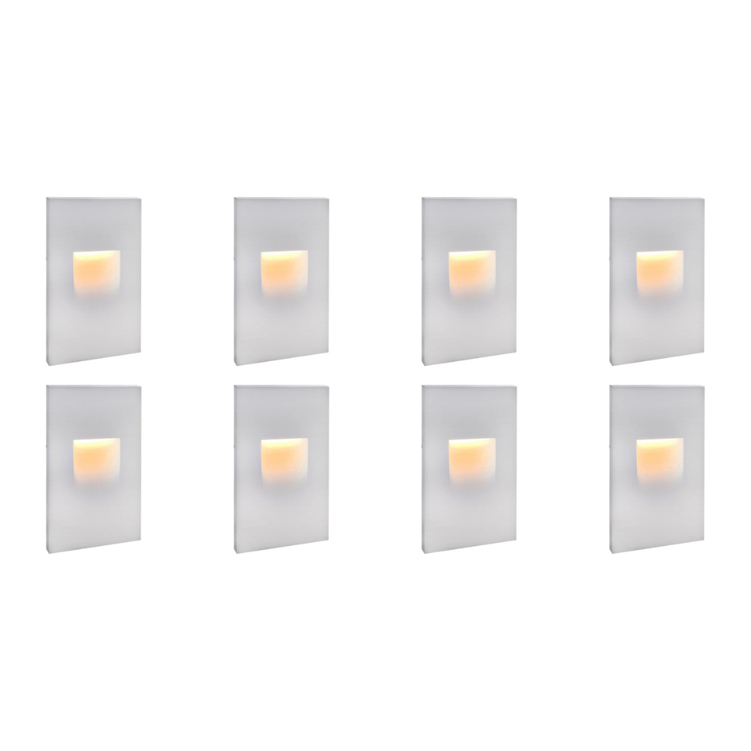 Outdoor Landscape Lighting LED 12V Low Voltage STA06 4x/8x/12x Package 3.5W 12V Low Voltage 3000K Warm White Integrated Rectangular Waterproof Vertical LED Aluminum Stair Step Light Wall Lighting Fixture White 8 Pack