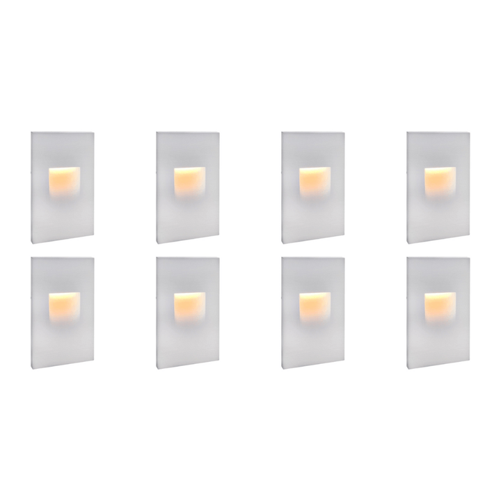 Outdoor Landscape Lighting LED 12V Low Voltage STA06 4x/8x/12x Package 3.5W 12V Low Voltage 3000K Warm White Integrated Rectangular Waterproof Vertical LED Aluminum Stair Step Light Wall Lighting Fixture White 8 Pack