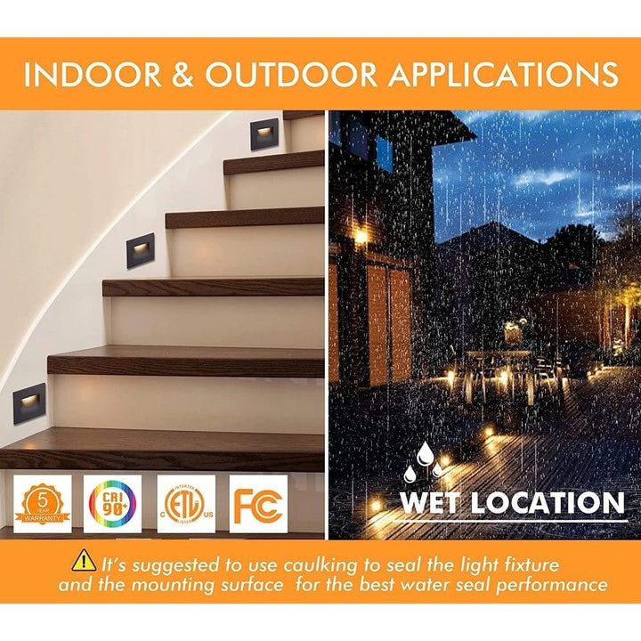 Outdoor Landscape Lighting LED 12V Low Voltage STA07 4x/8x/12x Package 3W 12V Low Voltage 3CCT Rectangular Waterproof Horizontal LED Aluminum Stairs Step Light Fixture
