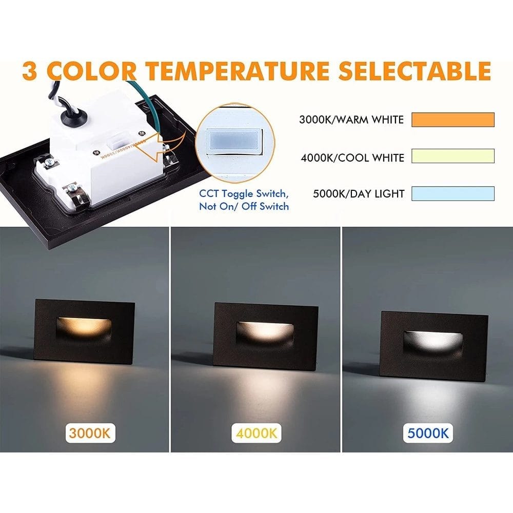 Outdoor Landscape Lighting LED 12V Low Voltage STA07 4x/8x/12x Package 3W 12V Low Voltage 3CCT Rectangular Waterproof Horizontal LED Aluminum Stairs Step Light Fixture