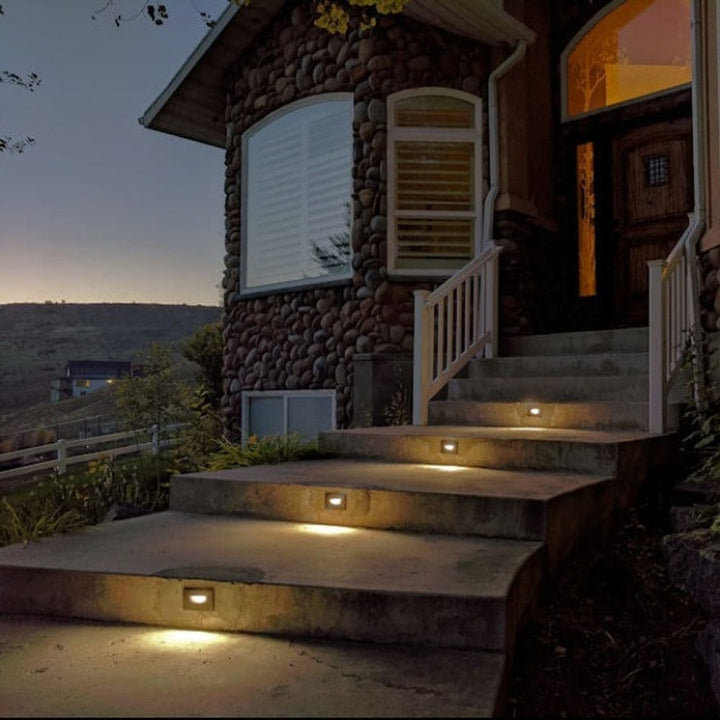 Outdoor Landscape Lighting LED 12V Low Voltage STA07 4x/8x/12x Package 3W 12V Low Voltage 3CCT Rectangular Waterproof Horizontal LED Aluminum Stairs Step Light Fixture