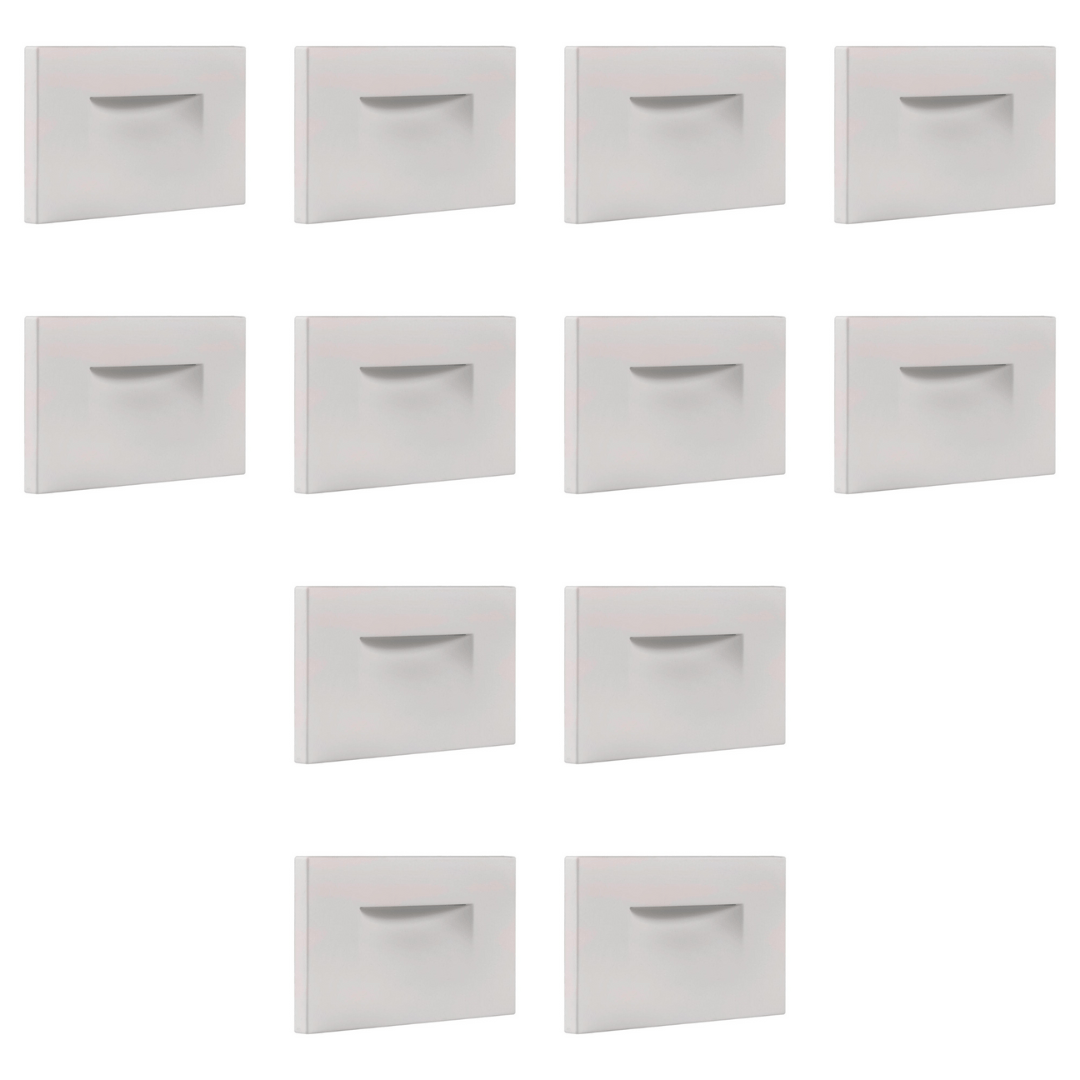 Outdoor Landscape Lighting LED 12V Low Voltage STA07 4x/8x/12x Package 3W 12V Low Voltage 3CCT Rectangular Waterproof Horizontal LED Aluminum Stairs Step Light Fixture White 12 Pack