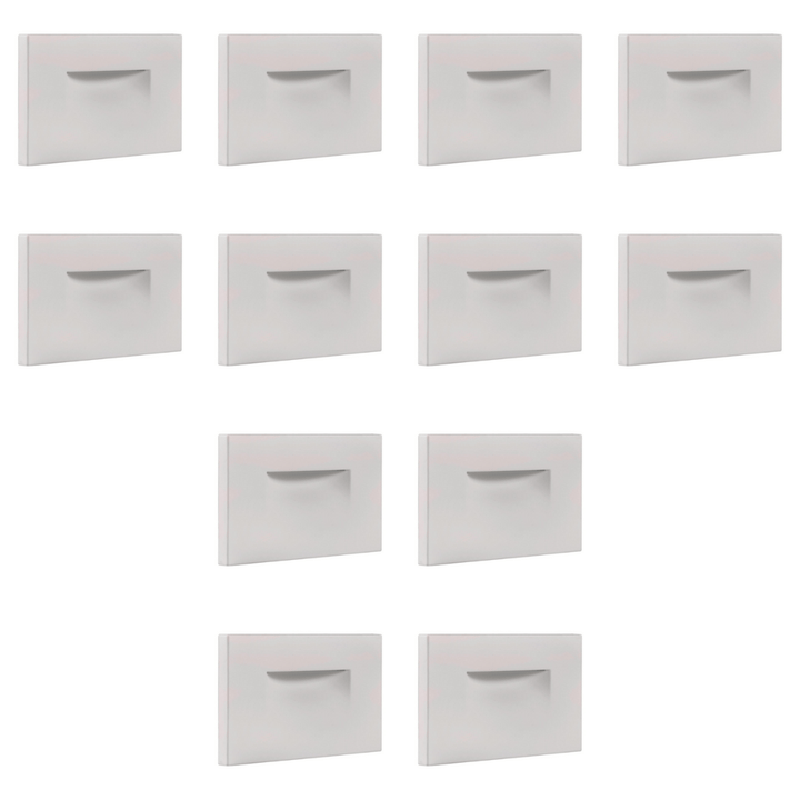 Outdoor Landscape Lighting LED 12V Low Voltage STA07 4x/8x/12x Package 3W 12V Low Voltage 3CCT Rectangular Waterproof Horizontal LED Aluminum Stairs Step Light Fixture White 12 Pack