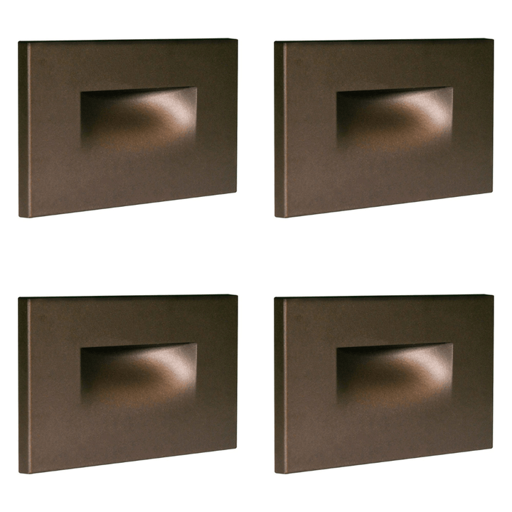Outdoor Landscape Lighting LED 12V Low Voltage STA07 4x/8x/12x Package 3W 12V Low Voltage 3CCT Rectangular Waterproof Horizontal LED Aluminum Stairs Step Light Fixture Dark Bronze 4 Pack