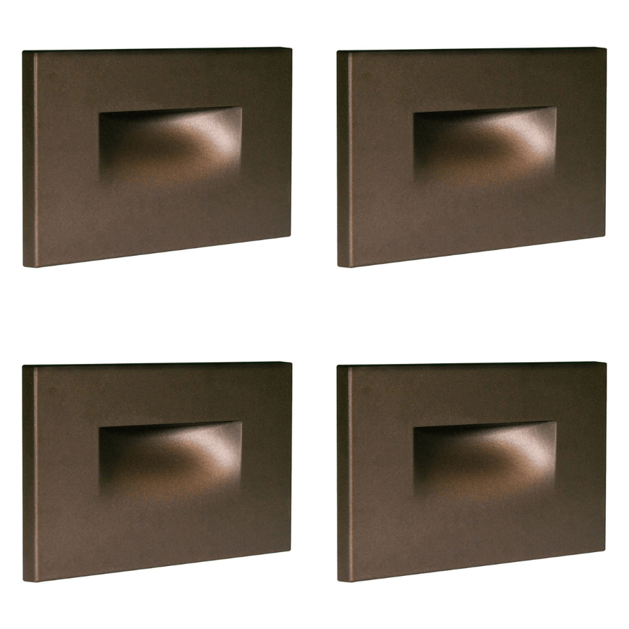 Outdoor Landscape Lighting LED 12V Low Voltage STA07 4x/8x/12x Package 3W 12V Low Voltage 3CCT Rectangular Waterproof Horizontal LED Aluminum Stairs Step Light Fixture Dark Bronze 4 Pack