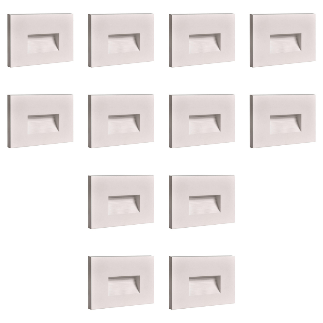 Outdoor Landscape Lighting LED 12V Low Voltage STA08 4x/8x/12x Package 3.5W 12V Low Voltage 3CCT Rectangular Waterproof Horizontal LED Aluminum Stair Step Light Fixture White 12 Pack