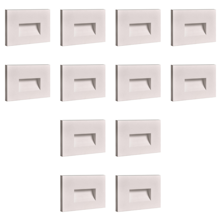 Outdoor Landscape Lighting LED 12V Low Voltage STA08 4x/8x/12x Package 3.5W 12V Low Voltage 3CCT Rectangular Waterproof Horizontal LED Aluminum Stair Step Light Fixture White 12 Pack
