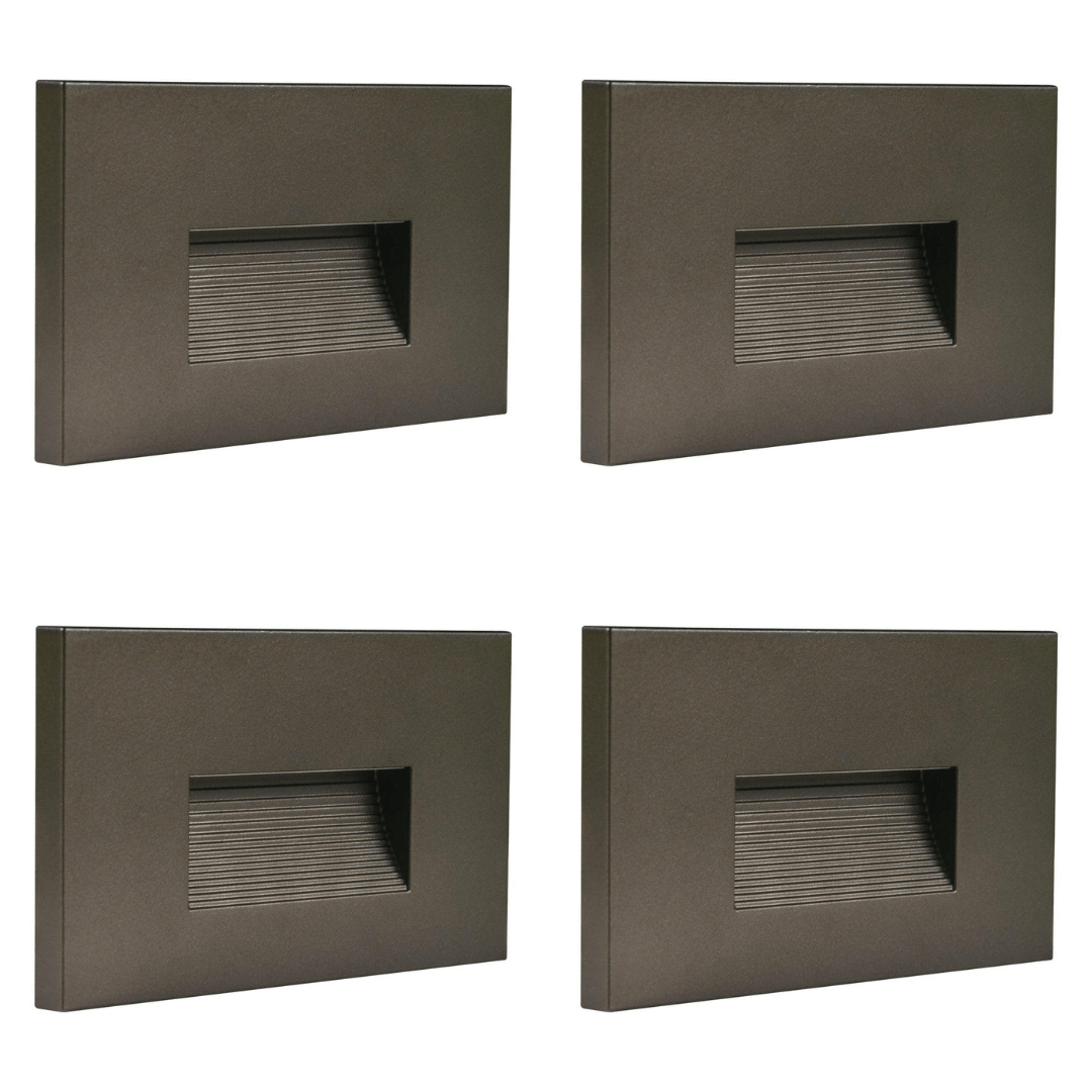 Outdoor Landscape Lighting LED 12V Low Voltage STA08 4x/8x/12x Package 3.5W 12V Low Voltage 3CCT Rectangular Waterproof Horizontal LED Aluminum Stair Step Light Fixture Dark Bronze 4 Pack