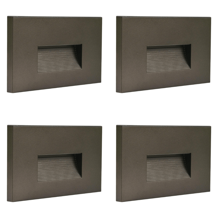 Outdoor Landscape Lighting LED 12V Low Voltage STA08 4x/8x/12x Package 3.5W 12V Low Voltage 3CCT Rectangular Waterproof Horizontal LED Aluminum Stair Step Light Fixture Dark Bronze 4 Pack