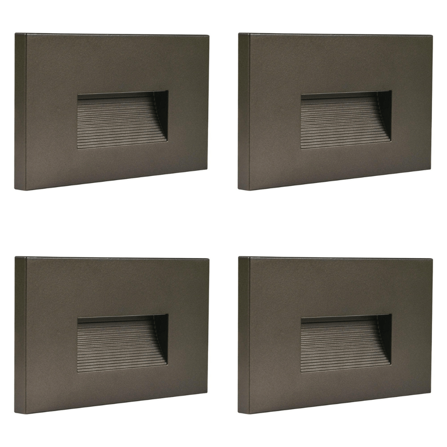 Outdoor Landscape Lighting LED 12V Low Voltage STA08 4x/8x/12x Package 3.5W 12V Low Voltage 3CCT Rectangular Waterproof Horizontal LED Aluminum Stair Step Light Fixture Dark Bronze 4 Pack