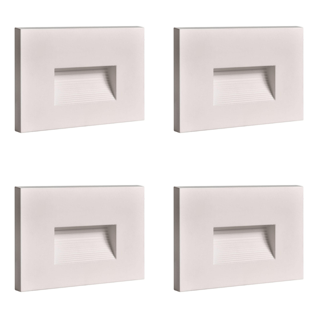 Outdoor Landscape Lighting LED 12V Low Voltage STA08 4x/8x/12x Package 3.5W 12V Low Voltage 3CCT Rectangular Waterproof Horizontal LED Aluminum Stair Step Light Fixture White 4 Pack
