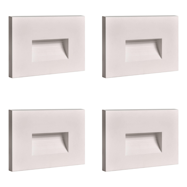 Outdoor Landscape Lighting LED 12V Low Voltage STA08 4x/8x/12x Package 3.5W 12V Low Voltage 3CCT Rectangular Waterproof Horizontal LED Aluminum Stair Step Light Fixture White 4 Pack
