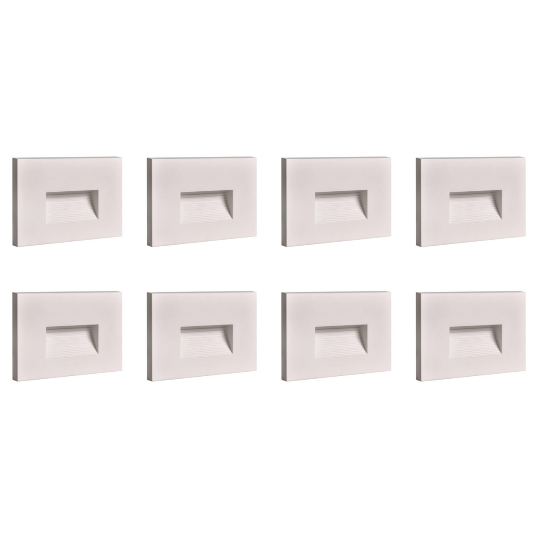 Outdoor Landscape Lighting LED 12V Low Voltage STA08 4x/8x/12x Package 3.5W 12V Low Voltage 3CCT Rectangular Waterproof Horizontal LED Aluminum Stair Step Light Fixture White 8 Pack