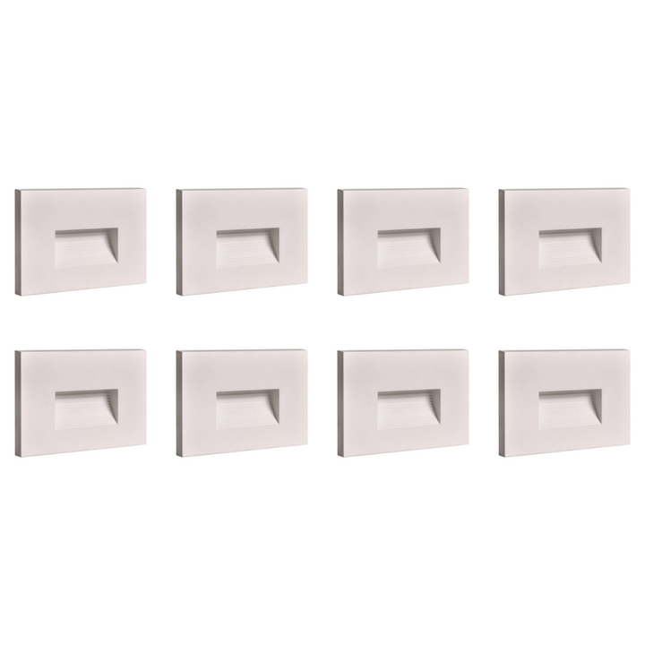 Outdoor Landscape Lighting LED 12V Low Voltage STA08 4x/8x/12x Package 3.5W 12V Low Voltage 3CCT Rectangular Waterproof Horizontal LED Aluminum Stair Step Light Fixture White 8 Pack