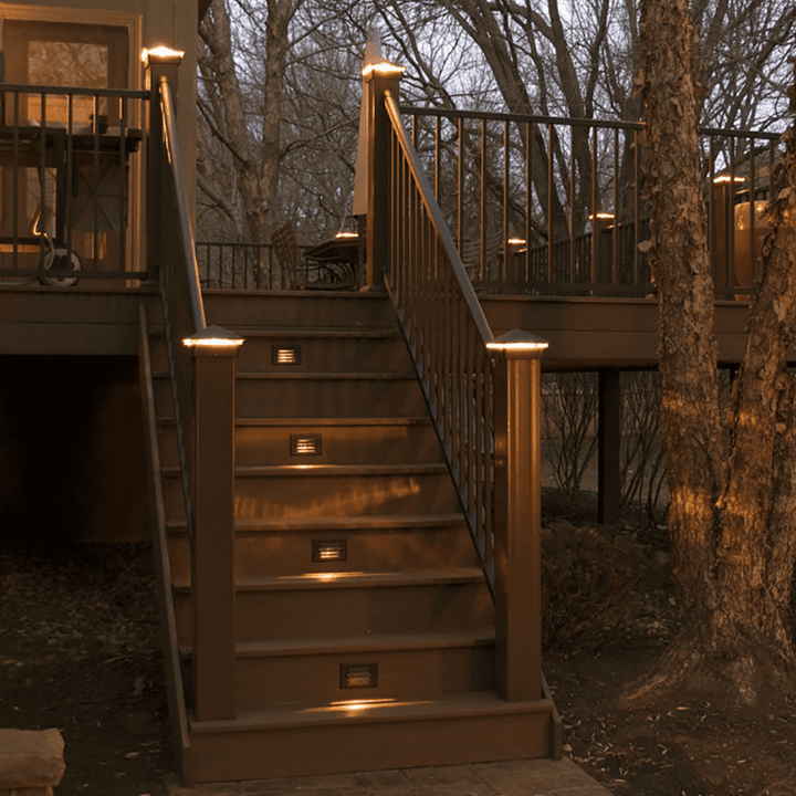 Outdoor Landscape Lighting LED 12V Low Voltage STB07 Cast Brass 4.5" Step Light | 2W 3000K Warm White Integrated LED 12V Low Voltage Landscape Light