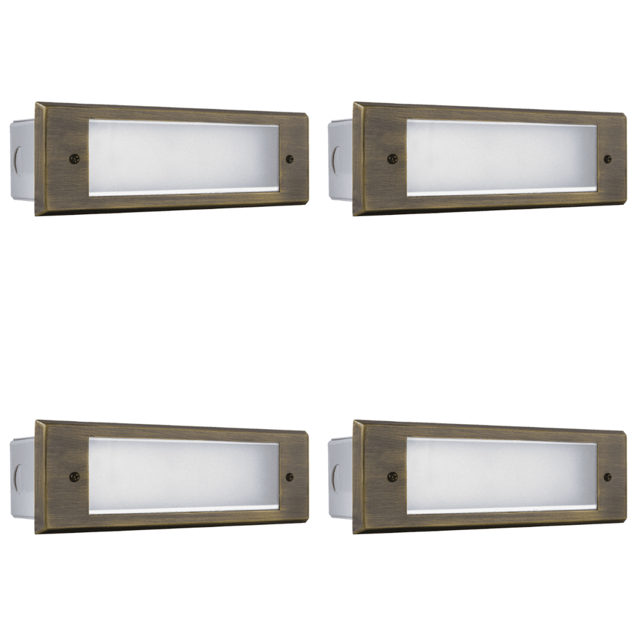 Outdoor Landscape Lighting LED 12V Low Voltage STB10 4x/8x/12x Package 4W 3000K Warm White Integrated LED 9.5" Indoor Outdoor Horizontal Brass Step Light 12V Low Voltage Lighting 4 Pack