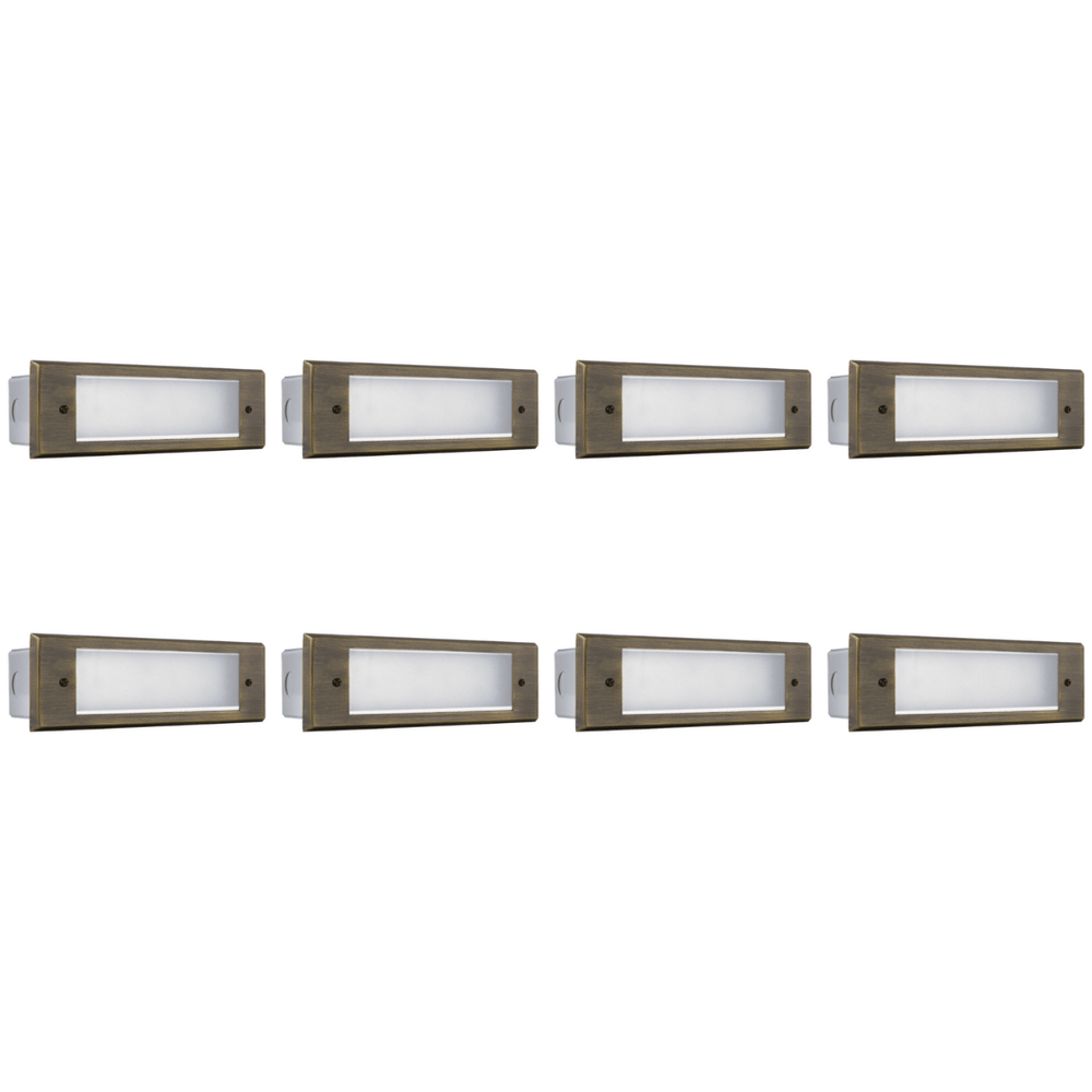 Outdoor Landscape Lighting LED 12V Low Voltage STB10 4x/8x/12x Package 4W 3000K Warm White Integrated LED 9.5" Indoor Outdoor Horizontal Brass Step Light 12V Low Voltage Lighting 8 Pack