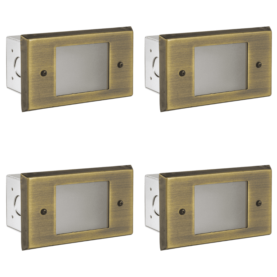 Outdoor Landscape Lighting LED 12V Low Voltage STB11 4x/8x/12x Package 1.5W 3000K Warm White Integrated LED 5.5" Indoor Outdoor Horizontal Brass Step Light 12V Low Voltage Lighting 4 Pack