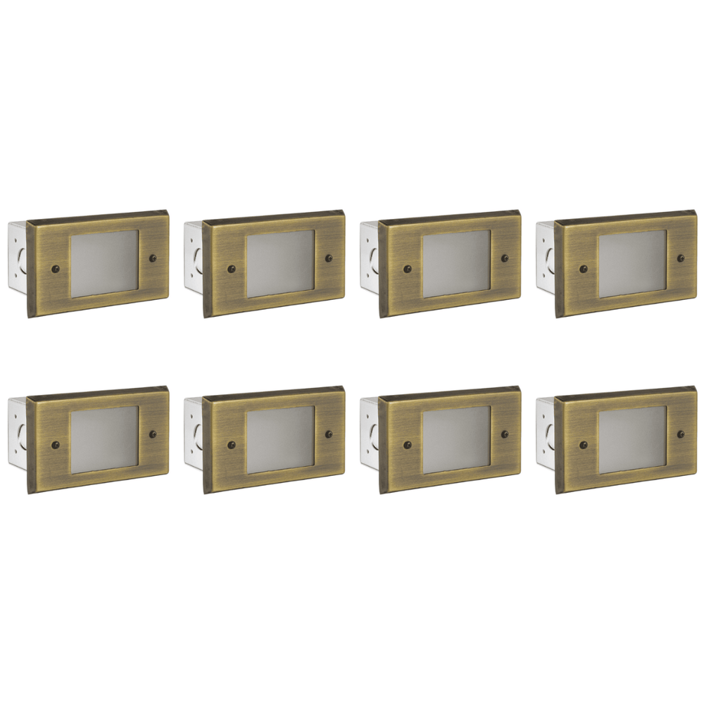 Outdoor Landscape Lighting LED 12V Low Voltage STB11 4x/8x/12x Package 1.5W 3000K Warm White Integrated LED 5.5" Indoor Outdoor Horizontal Brass Step Light 12V Low Voltage Lighting 8 Pack