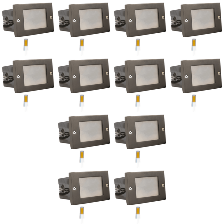 Outdoor Landscape Lighting LED 12V Low Voltage STB15 4x/8x/12x Package Horizontal Waterproof LED Brass 4.5" Brick Lights Outdoor Edge Step Light 12V Low Voltage 3W 3000K Bulb 12 Pack