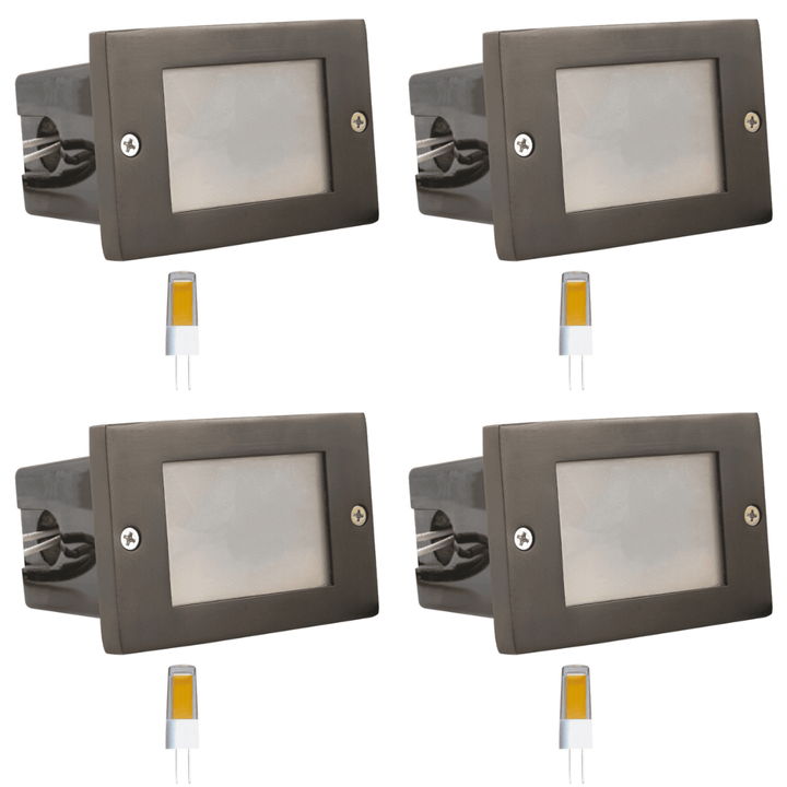 Outdoor Landscape Lighting LED 12V Low Voltage STB15 4x/8x/12x Package Horizontal Waterproof LED Brass 4.5" Brick Lights Outdoor Edge Step Light 12V Low Voltage 3W 3000K Bulb 4 Pack