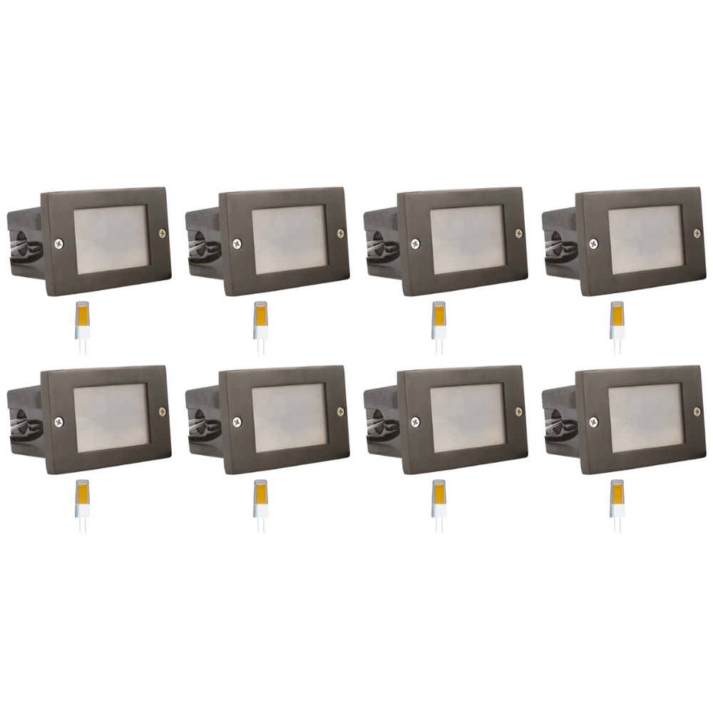 Outdoor Landscape Lighting LED 12V Low Voltage STB15 4x/8x/12x Package Horizontal Waterproof LED Brass 4.5" Brick Lights Outdoor Edge Step Light 12V Low Voltage 3W 3000K Bulb 8 Pack