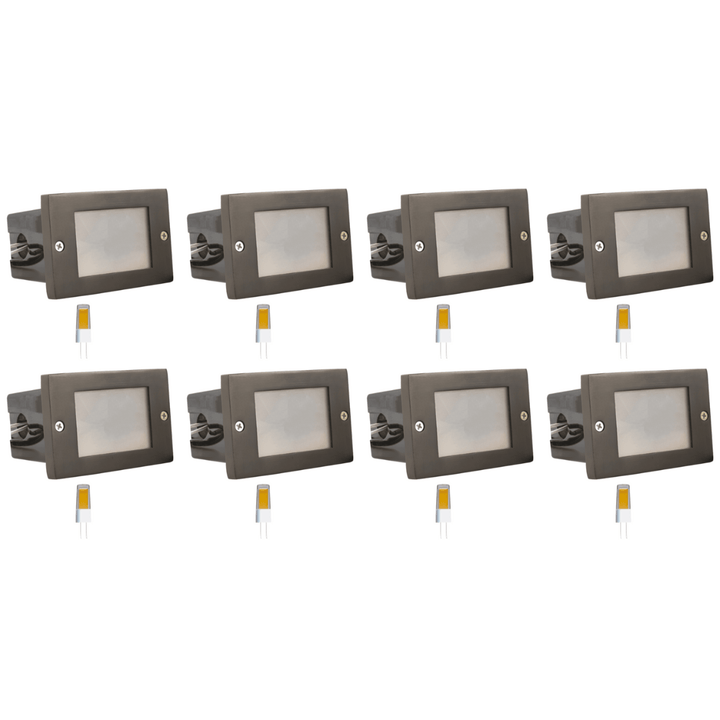 Outdoor Landscape Lighting LED 12V Low Voltage STB15 4x/8x/12x Package Horizontal Waterproof LED Brass 4.5" Brick Lights Outdoor Edge Step Light 12V Low Voltage 3W 3000K Bulb 8 Pack