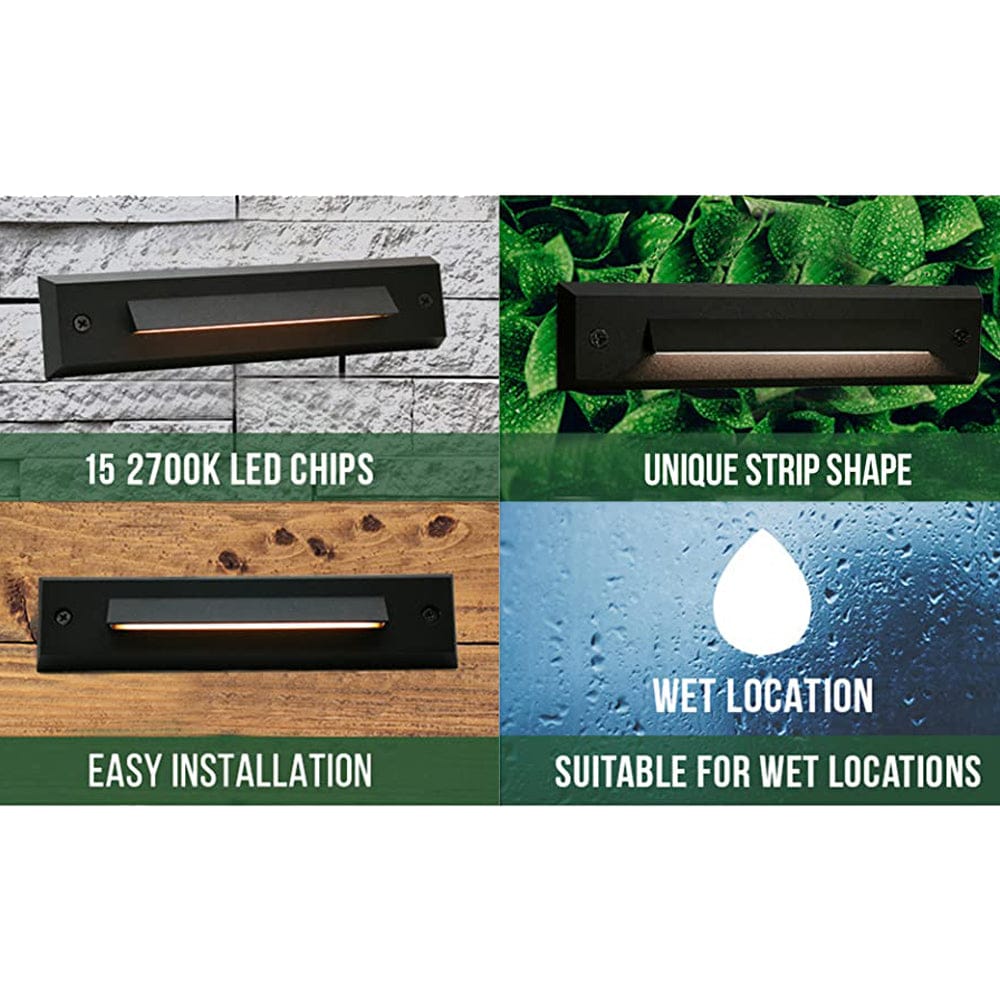 Outdoor Landscape Lighting LED 12V Low Voltage STLA06 2x/6x/12x Package 2W Slim Black Low Voltage 2700K/3000K Warm White Integrated LED Outdoor Step Lights Package, 12V LED Deck Lights Landscape Lights