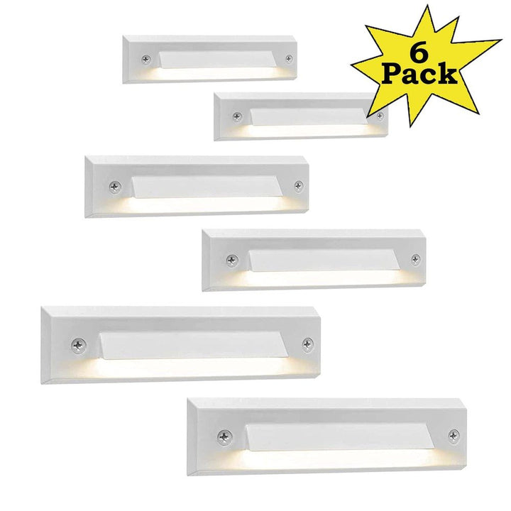 Outdoor Landscape Lighting LED 12V Low Voltage STLA06 6-Pack 2W Slim White Low Voltage 2700K Warm White Integrated LED Outdoor Step Lights Package, 12V LED Deck Lights Landscape Lights