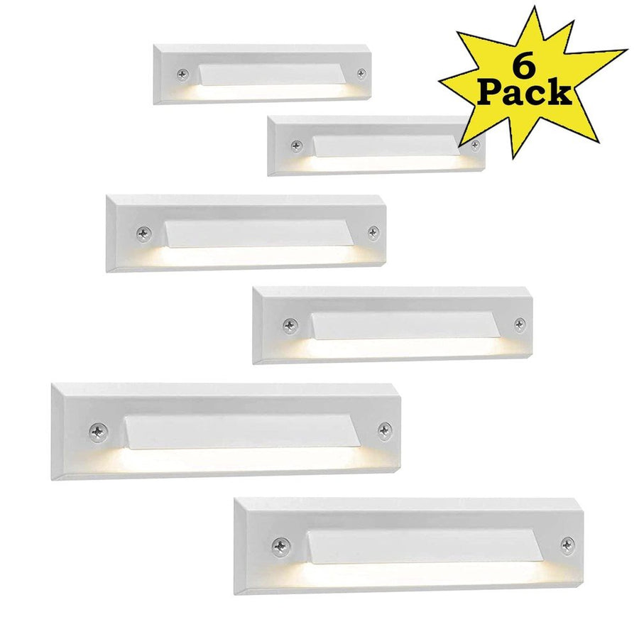 Outdoor Landscape Lighting LED 12V Low Voltage STLA06 6-Pack 2W Slim White Low Voltage 2700K Warm White Integrated LED Outdoor Step Lights Package, 12V LED Deck Lights Landscape Lights