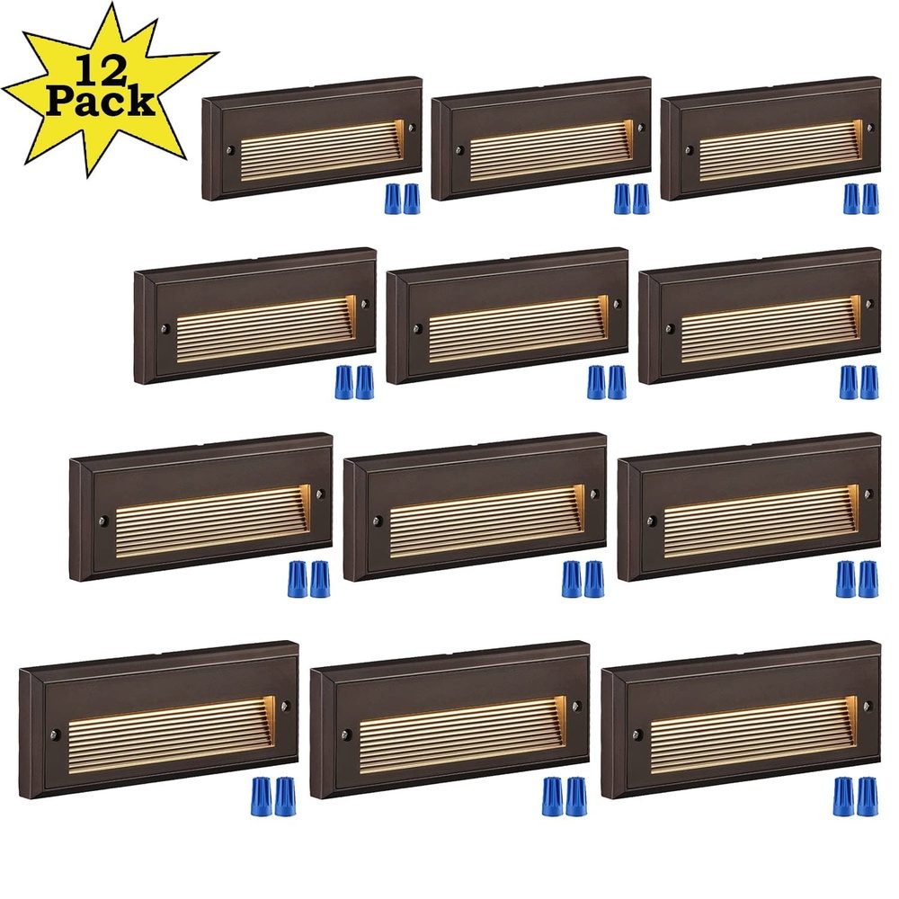 Outdoor Landscape Lighting LED 12V Low Voltage STLA09 12-Pack 3W/4W/5W Selectable Wattage 5CCT Low Voltage 9" LED Outdoor Step Lights, 12V-24V Integrated LED Deck Lights Landscape Lights