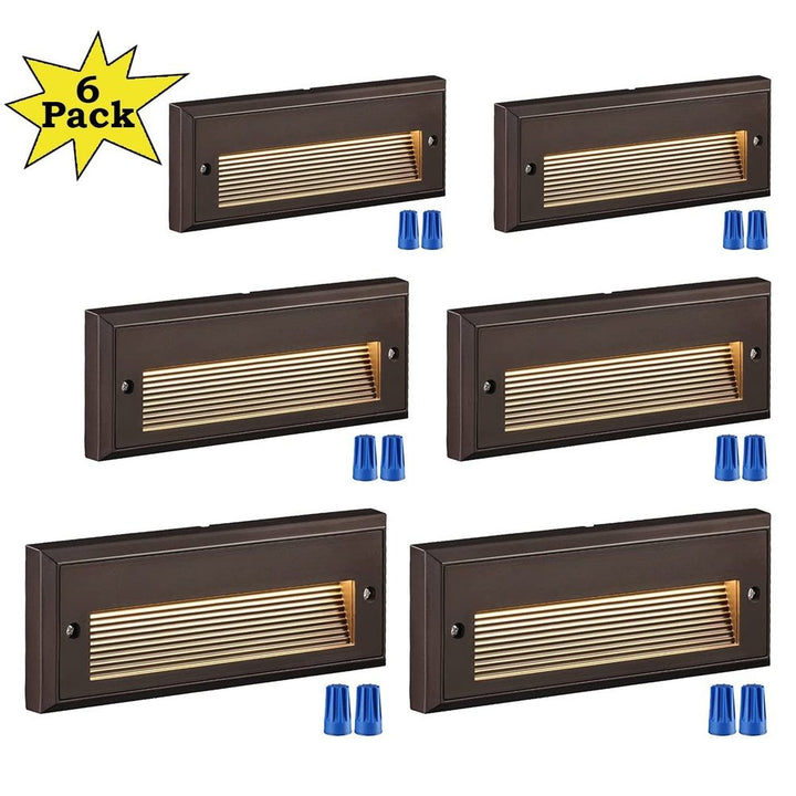 Outdoor Landscape Lighting LED 12V Low Voltage STLA09 6-Pack 3W/4W/5W Selectable Wattage 5CCT Low Voltage 9" LED Outdoor Step Lights, 12V-24V Integrated LED Deck Lights Landscape Lights
