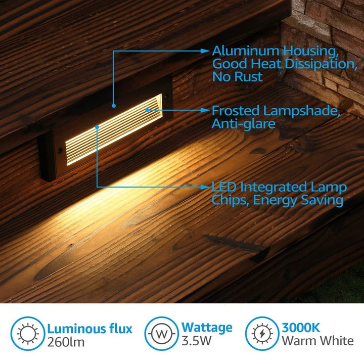 Outdoor Landscape Lighting LED 12V Low Voltage STLA09 6-Pack 3W/4W/5W Selectable Wattage 5CCT Low Voltage 9" LED Outdoor Step Lights, 12V-24V Integrated LED Deck Lights Landscape Lights