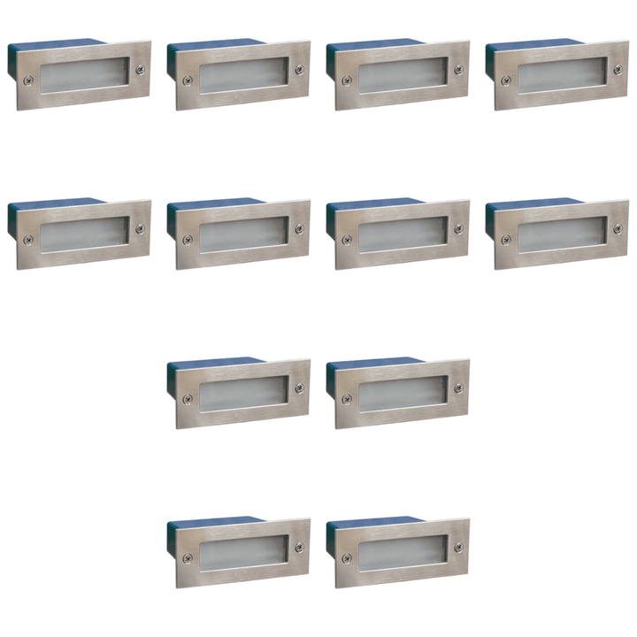 Outdoor Landscape Lighting LED 12V Low Voltage STS02 4x/8x/12x Package Outdoor Recessed Brick Wall Light 12V Low Voltage 3W 3000K Warm White Integrated LED Step/ Stair Lighting Fixture 12 Pack
