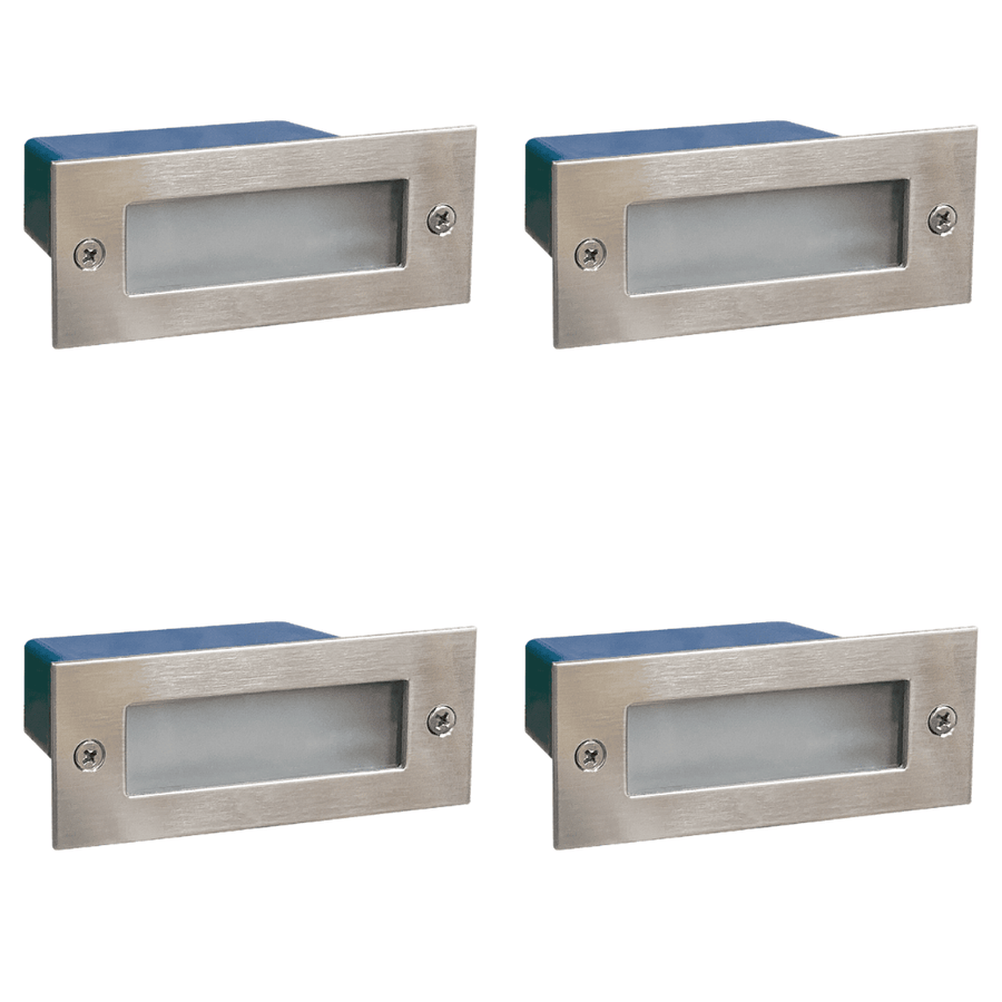 Outdoor Landscape Lighting LED 12V Low Voltage STS02 4x/8x/12x Package Outdoor Recessed Brick Wall Light 12V Low Voltage 3W 3000K Warm White Integrated LED Step/ Stair Lighting Fixture 4 Pack