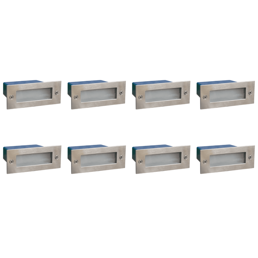 Outdoor Landscape Lighting LED 12V Low Voltage STS02 4x/8x/12x Package Outdoor Recessed Brick Wall Light 12V Low Voltage 3W 3000K Warm White Integrated LED Step/ Stair Lighting Fixture 8 Pack