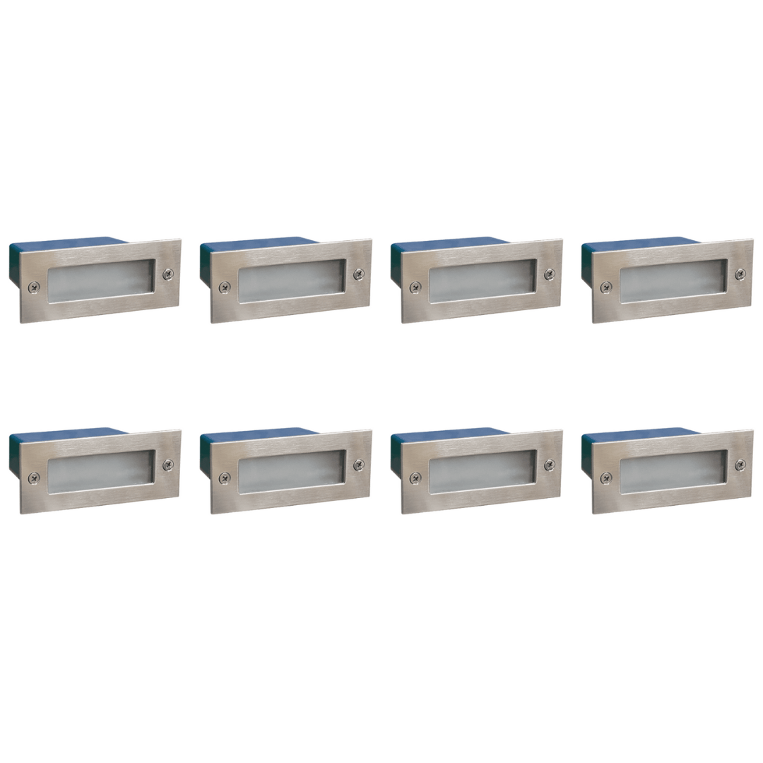 Outdoor Landscape Lighting LED 12V Low Voltage STS02 4x/8x/12x Package Outdoor Recessed Brick Wall Light 12V Low Voltage 3W 3000K Warm White Integrated LED Step/ Stair Lighting Fixture 8 Pack