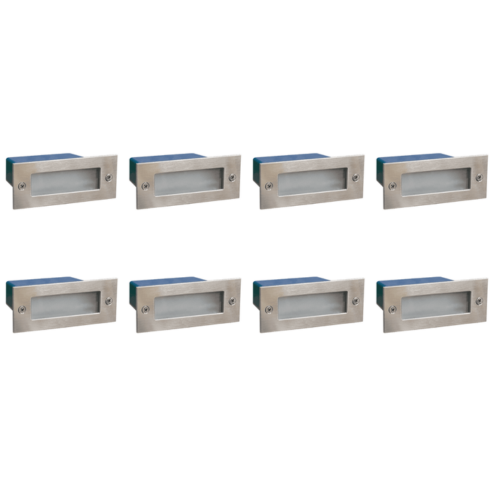 Outdoor Landscape Lighting LED 12V Low Voltage STS02 4x/8x/12x Package Outdoor Recessed Brick Wall Light 12V Low Voltage 3W 3000K Warm White Integrated LED Step/ Stair Lighting Fixture 8 Pack