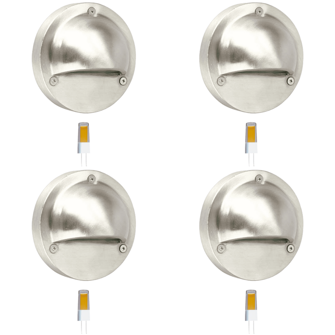 Outdoor Landscape Lighting LED 12V Low Voltage STS09 4x/8x/12x Package LED Round Stainless Steel Deck Light Surface Mount 12V Low Voltage Landscape Lighting 3W 3000K Bulb 4 Pack