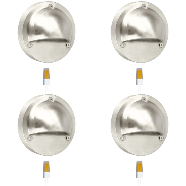 Outdoor Landscape Lighting LED 12V Low Voltage STS09 4x/8x/12x Package LED Round Stainless Steel Deck Light Surface Mount 12V Low Voltage Landscape Lighting 3W 3000K Bulb 4 Pack