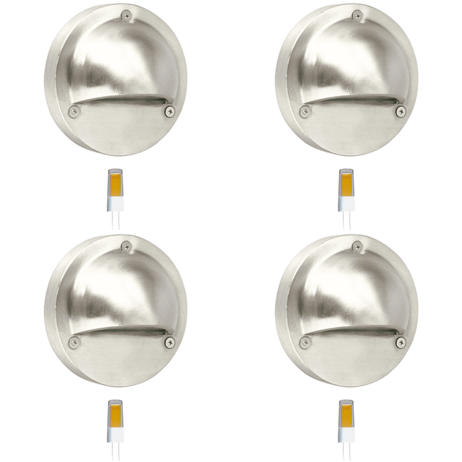 Outdoor Landscape Lighting LED 12V Low Voltage STS09 4x/8x/12x Package LED Round Stainless Steel Deck Light Surface Mount 12V Low Voltage Landscape Lighting 3W 3000K Bulb 4 Pack