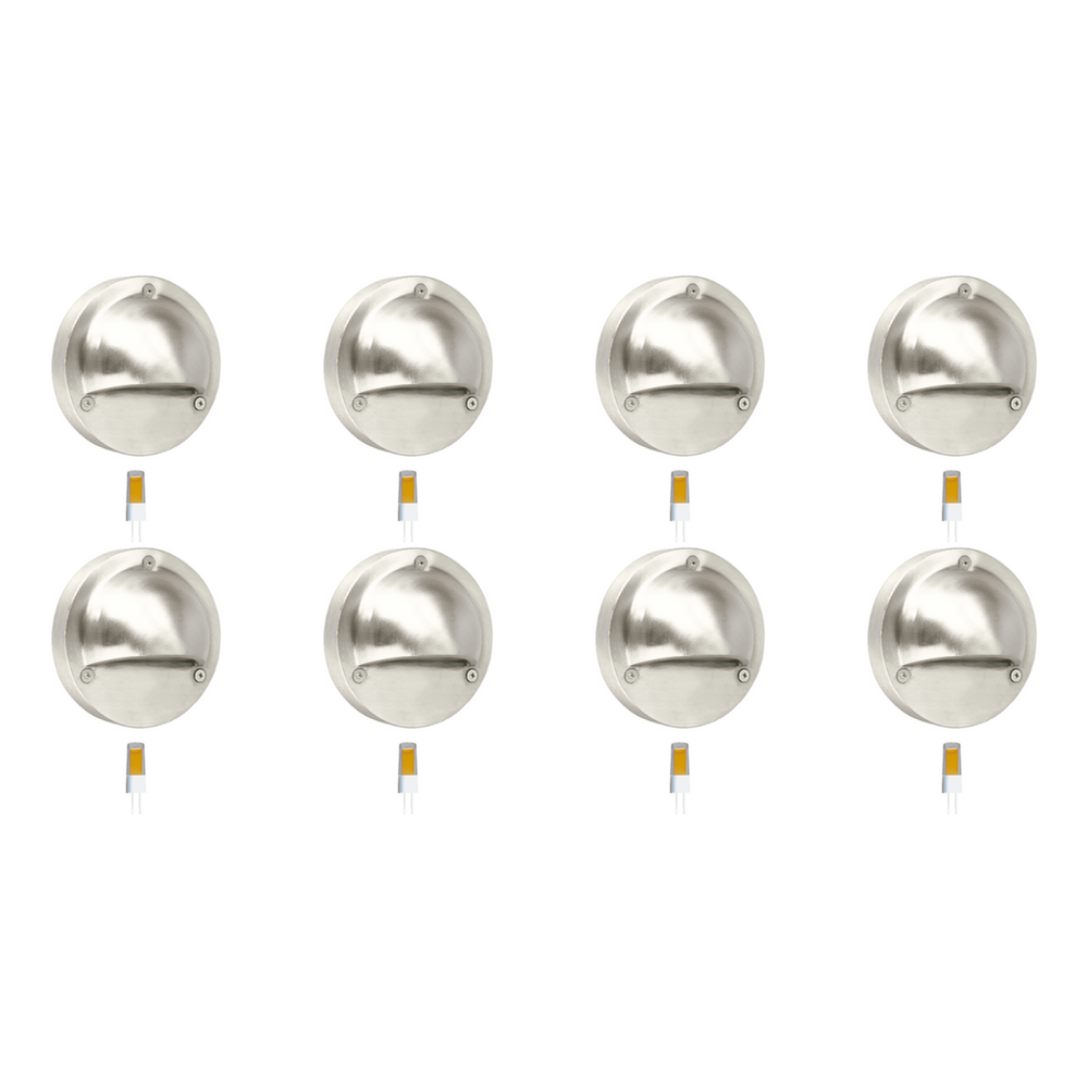 Outdoor Landscape Lighting LED 12V Low Voltage STS09 4x/8x/12x Package LED Round Stainless Steel Deck Light Surface Mount 12V Low Voltage Landscape Lighting 3W 3000K Bulb 8 Pack