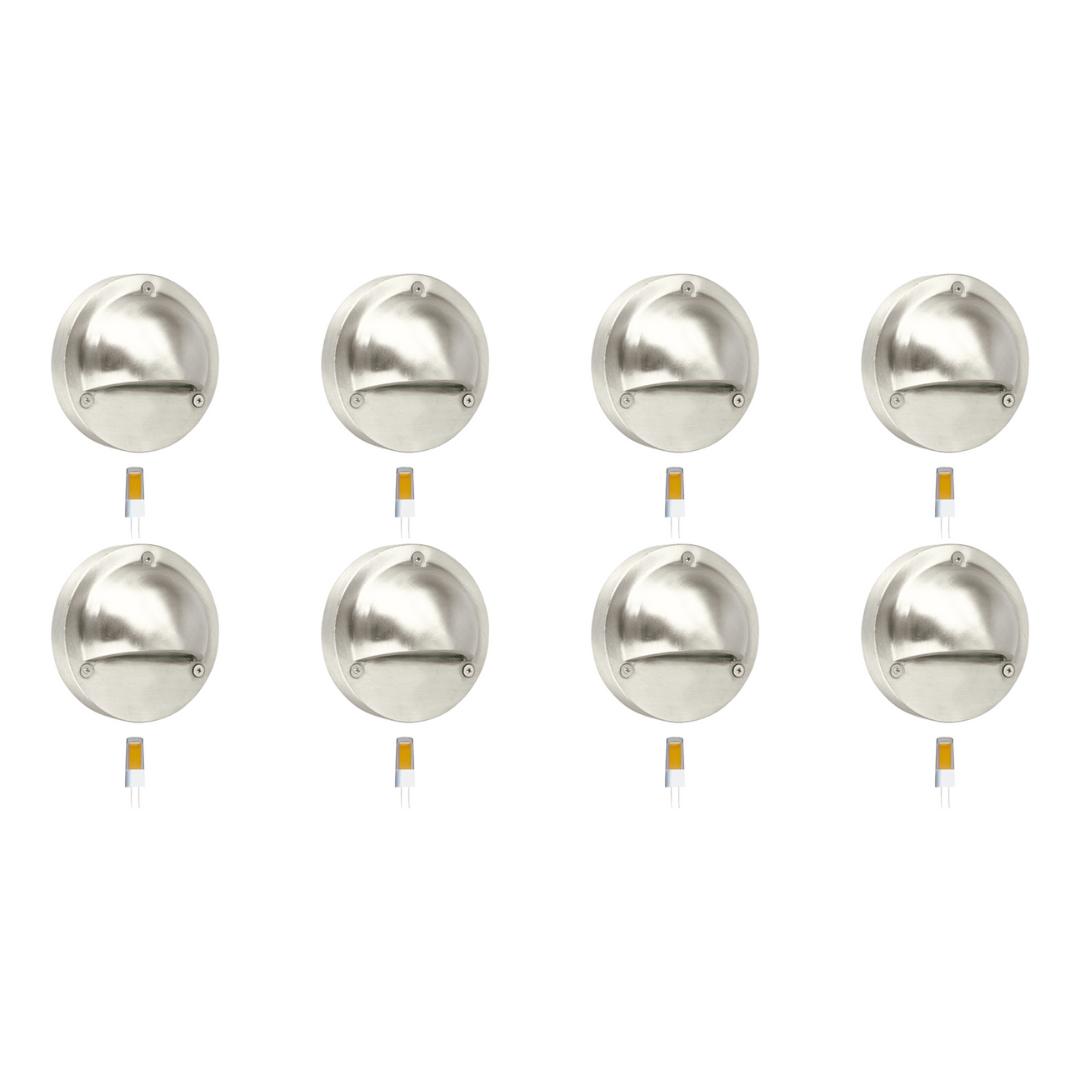 Outdoor Landscape Lighting LED 12V Low Voltage STS09 4x/8x/12x Package LED Round Stainless Steel Deck Light Surface Mount 12V Low Voltage Landscape Lighting 3W 3000K Bulb 8 Pack