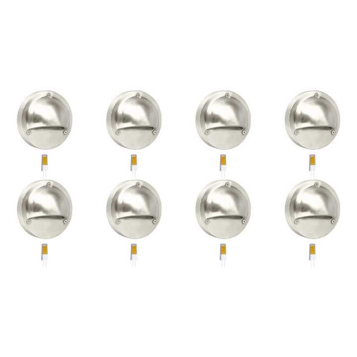 Outdoor Landscape Lighting LED 12V Low Voltage STS09 4x/8x/12x Package LED Round Stainless Steel Deck Light Surface Mount 12V Low Voltage Landscape Lighting 3W 3000K Bulb 8 Pack
