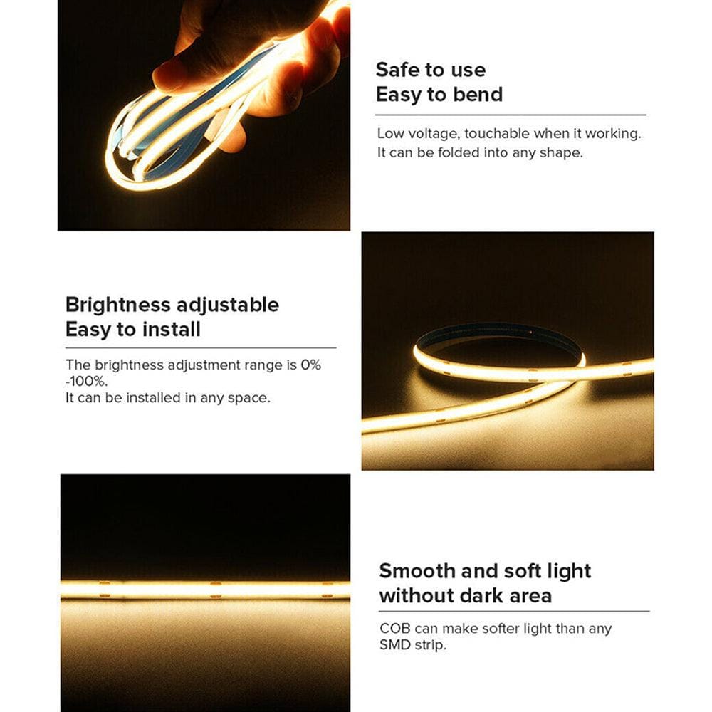 Outdoor Landscape Lighting LED 12V Low Voltage SLD04 16ft/32ft/82ft Dotless Single Color Linear 3.05W/ft for 8mm | 4.27W/ft for 10mm LED Strip Lights Low Voltage FCOB DC24V Tape Light