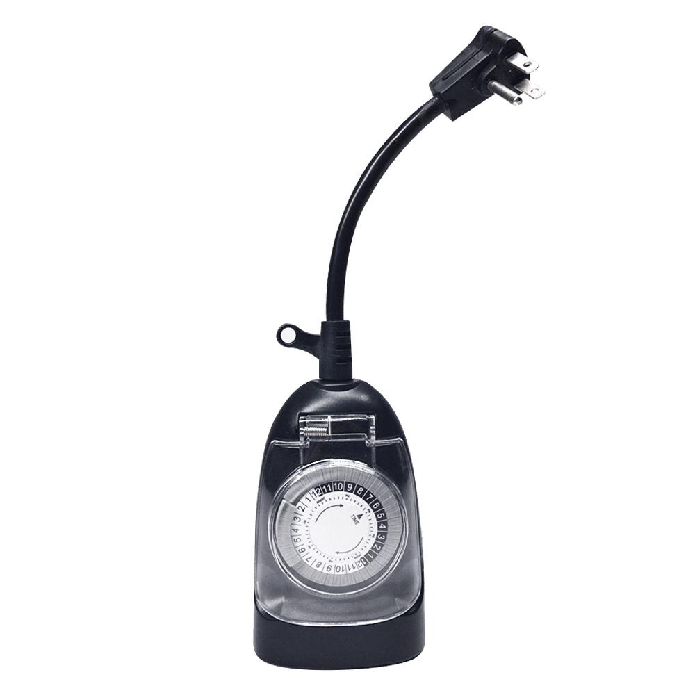 Outdoor Landscape Lighting LED 12V Low Voltage TM01 Outdoor Plug In Timer | IP65 Waterproof Mechanical Clock for Garden Lights 24 Hour