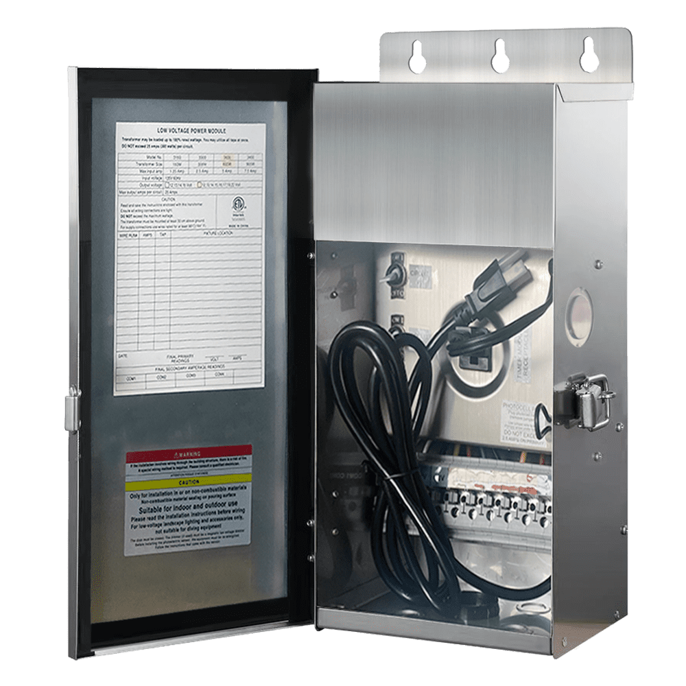 Outdoor Landscape Lighting LED 12V Low Voltage TSR600 AC 600W Manual Stainless Steel Transformer | Low Voltage Power Supply No