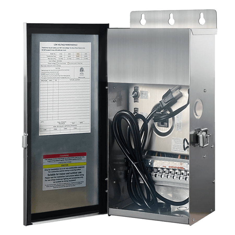 Outdoor Landscape Lighting LED 12V Low Voltage TSR600 AC 600W Manual Stainless Steel Transformer | Low Voltage Power Supply No