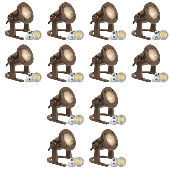 Outdoor Landscape Lighting LED 12V Low Voltage ULB01 4x/8x/12x Package 12V Low Voltage Underwater Brass LED Fountain Pond Lighting with MR16 5W 3000K Bulb 12 pack