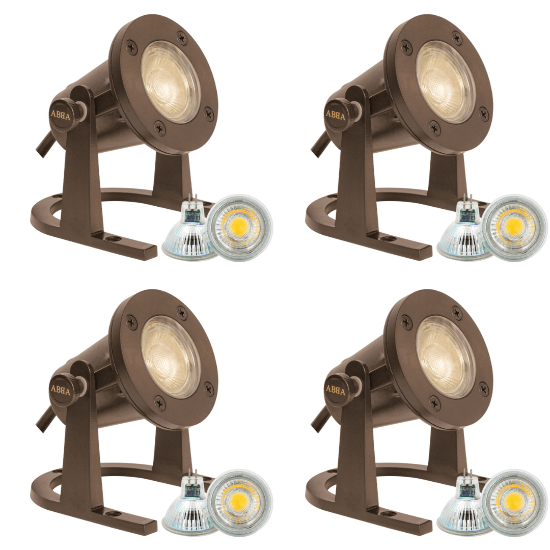 Outdoor Landscape Lighting LED 12V Low Voltage ULB01 4x/8x/12x Package 12V Low Voltage Underwater Brass LED Fountain Pond Lighting with MR16 5W 3000K Bulb 4 Pack